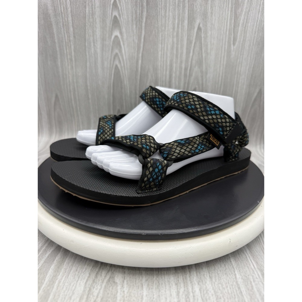 Teva Original Universal Mens Size 12 Chroma Olive Blue Print Outdoor Sandals NEW